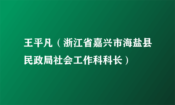 王平凡（浙江省嘉兴市海盐县民政局社会工作科科长）