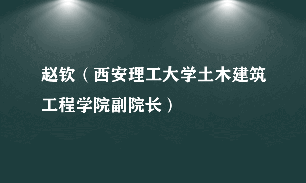 赵钦（西安理工大学土木建筑工程学院副院长）