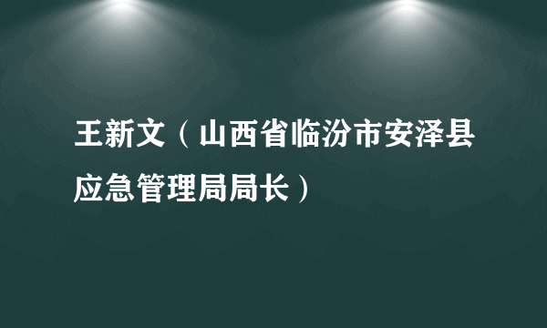 王新文（山西省临汾市安泽县应急管理局局长）