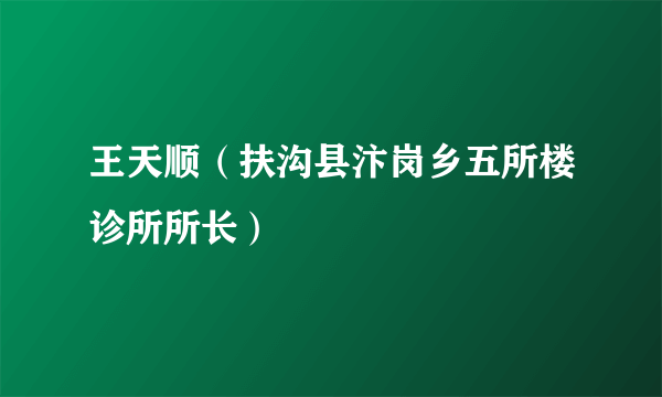 王天顺（扶沟县汴岗乡五所楼诊所所长）