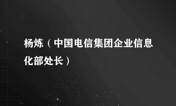 杨炼（中国电信集团企业信息化部处长）