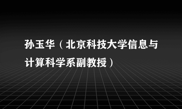 孙玉华（北京科技大学信息与计算科学系副教授）