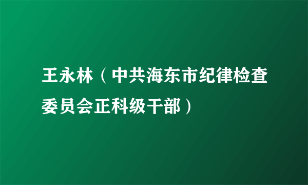 王永林（中共海东市纪律检查委员会正科级干部）