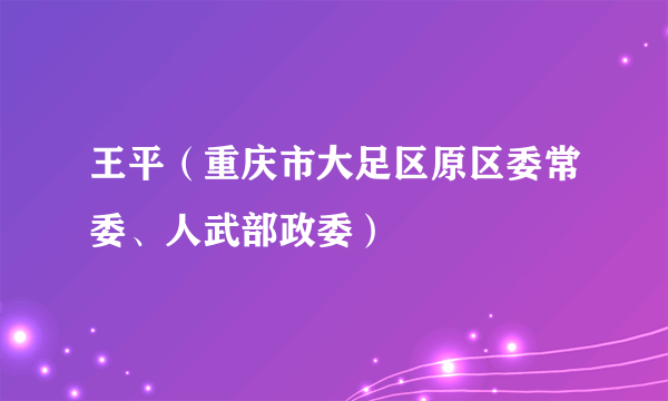 王平（重庆市大足区原区委常委、人武部政委）