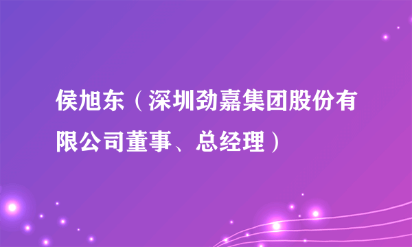 侯旭东（深圳劲嘉集团股份有限公司董事、总经理）