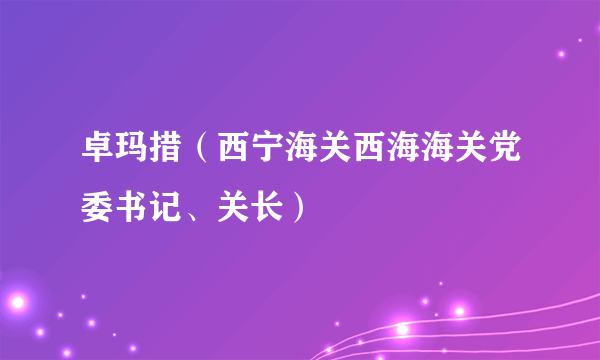 卓玛措（西宁海关西海海关党委书记、关长）