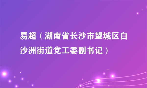 易超（湖南省长沙市望城区白沙洲街道党工委副书记）