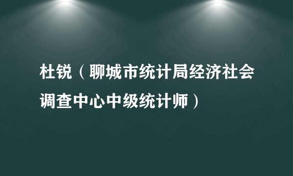 杜锐（聊城市统计局经济社会调查中心中级统计师）