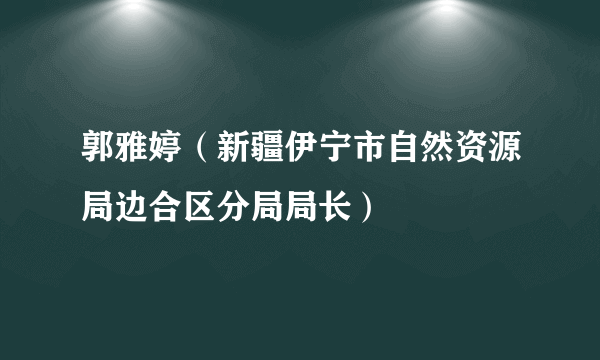 郭雅婷（新疆伊宁市自然资源局边合区分局局长）