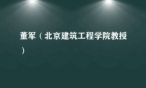 董军（北京建筑工程学院教授）