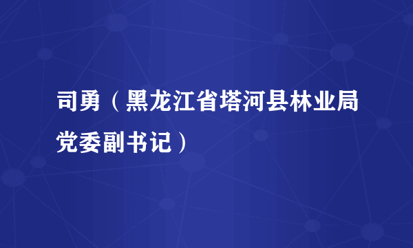 司勇（黑龙江省塔河县林业局党委副书记）