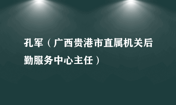 孔军（广西贵港市直属机关后勤服务中心主任）