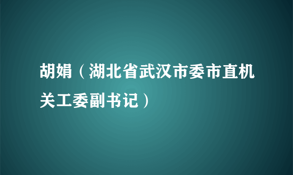 胡娟（湖北省武汉市委市直机关工委副书记）