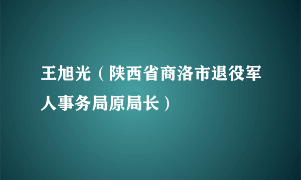 王旭光（陕西省商洛市退役军人事务局原局长）