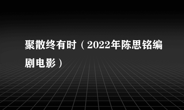 聚散终有时（2022年陈思铭编剧电影）