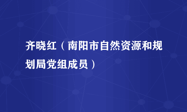 齐晓红（南阳市自然资源和规划局党组成员）