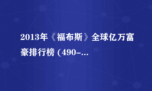 2013年《福布斯》全球亿万富豪排行榜 (490-589)