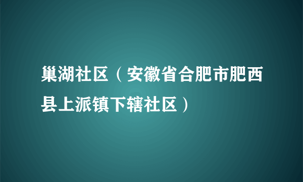 巢湖社区（安徽省合肥市肥西县上派镇下辖社区）