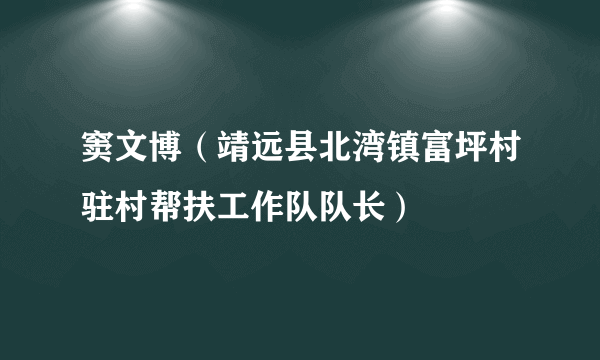 窦文博（靖远县北湾镇富坪村驻村帮扶工作队队长）