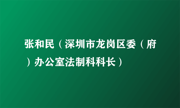 张和民（深圳市龙岗区委（府）办公室法制科科长）