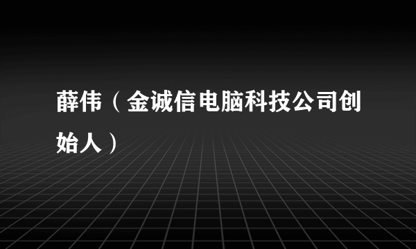 薛伟（金诚信电脑科技公司创始人）