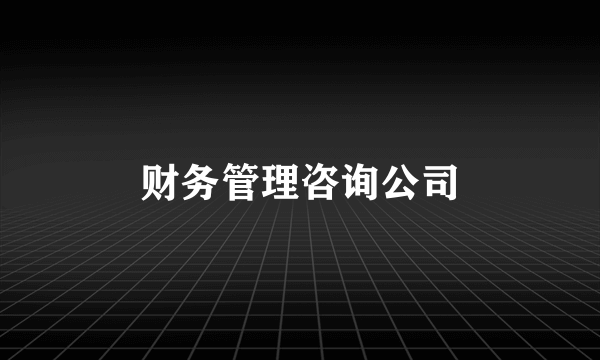 财务管理咨询公司