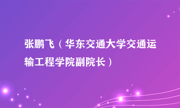 张鹏飞（华东交通大学交通运输工程学院副院长）