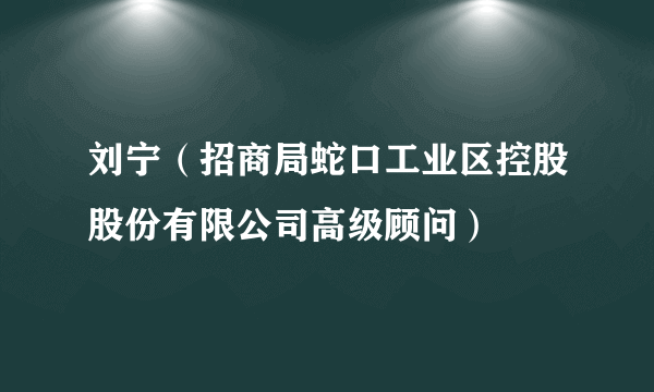 刘宁（招商局蛇口工业区控股股份有限公司高级顾问）