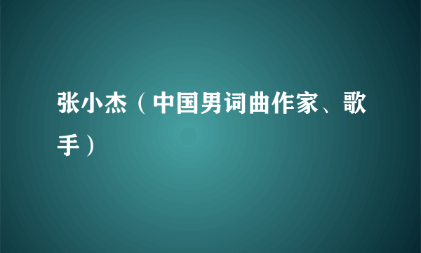 张小杰（中国男词曲作家、歌手）