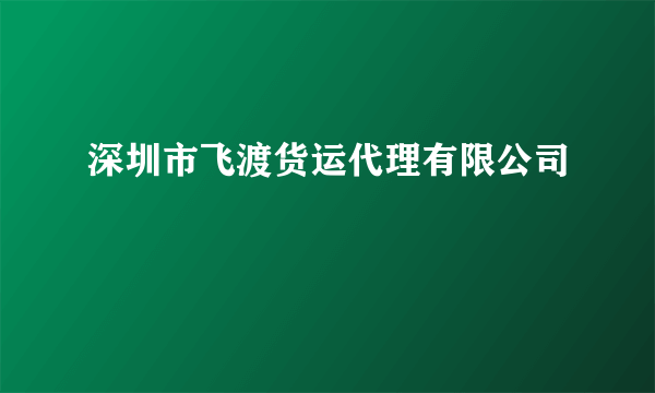 深圳市飞渡货运代理有限公司