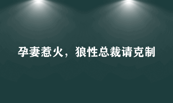 孕妻惹火，狼性总裁请克制