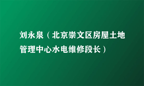 刘永泉（北京崇文区房屋土地管理中心水电维修段长）