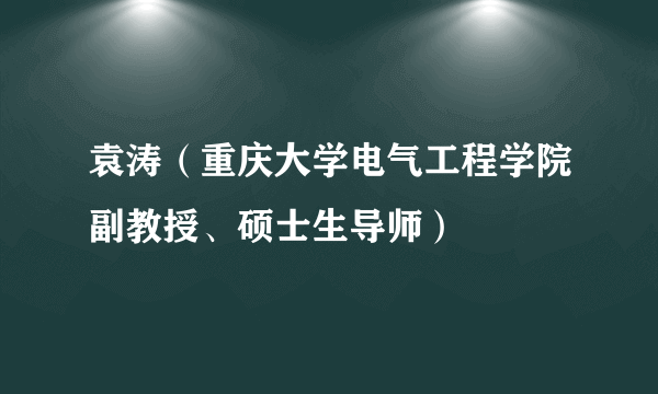 袁涛（重庆大学电气工程学院副教授、硕士生导师）