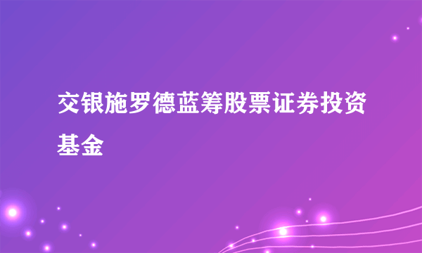 交银施罗德蓝筹股票证券投资基金