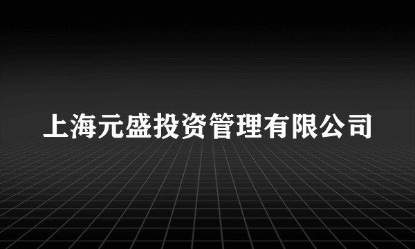 上海元盛投资管理有限公司