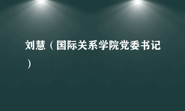 刘慧（国际关系学院党委书记）