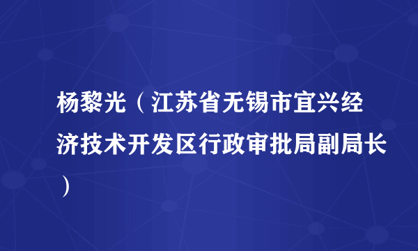 杨黎光（江苏省无锡市宜兴经济技术开发区行政审批局副局长）