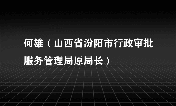 何雄（山西省汾阳市行政审批服务管理局原局长）