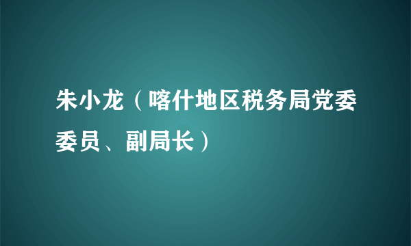 朱小龙（喀什地区税务局党委委员、副局长）