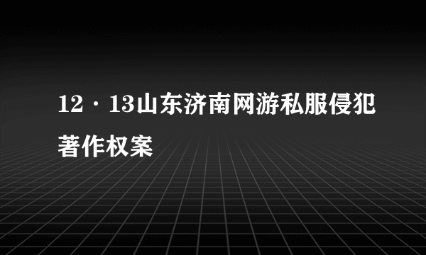 12·13山东济南网游私服侵犯著作权案