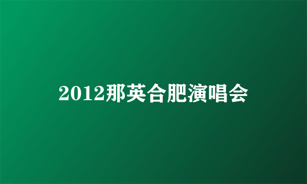 2012那英合肥演唱会