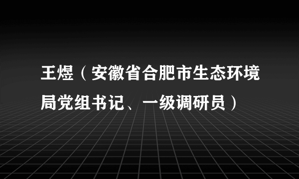 王煜（安徽省合肥市生态环境局党组书记、一级调研员）