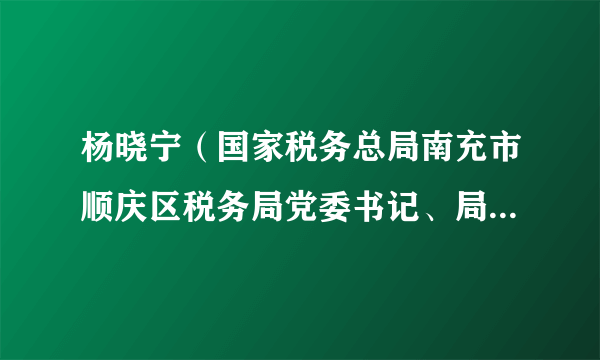 杨晓宁（国家税务总局南充市顺庆区税务局党委书记、局长、一级主办）