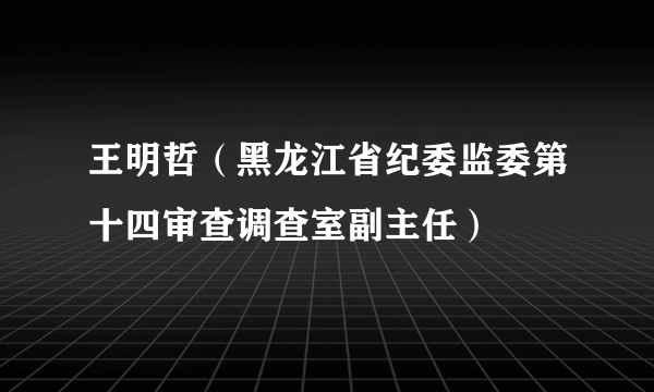 王明哲（黑龙江省纪委监委第十四审查调查室副主任）