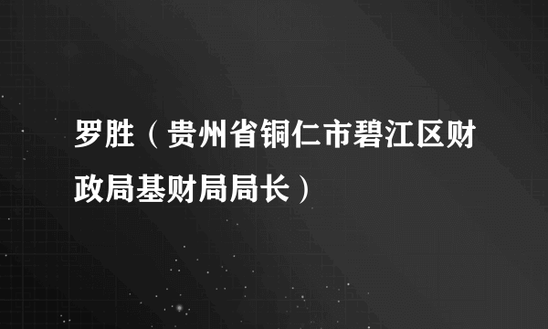 罗胜（贵州省铜仁市碧江区财政局基财局局长）