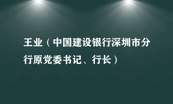 王业（中国建设银行深圳市分行原党委书记、行长）