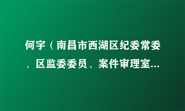 何宇（南昌市西湖区纪委常委、区监委委员、案件审理室主任、二级主任科员）