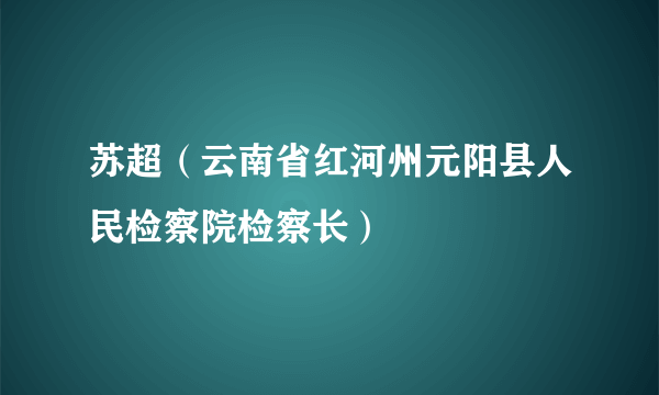 苏超（云南省红河州元阳县人民检察院检察长）