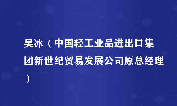 吴冰（中国轻工业品进出口集团新世纪贸易发展公司原总经理）