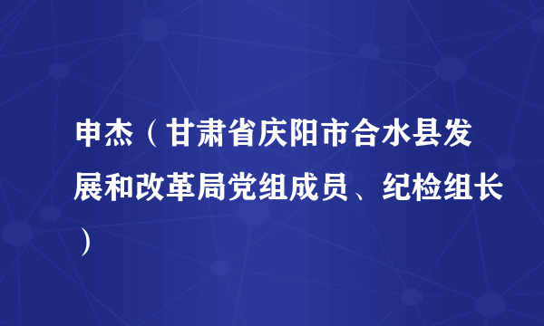 申杰（甘肃省庆阳市合水县发展和改革局党组成员、纪检组长）